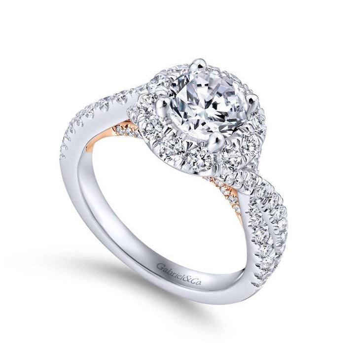 Gabriel & Co. 14k Two Tone Gold Blush Halo Engagement Ring - Tivoli Jewelers