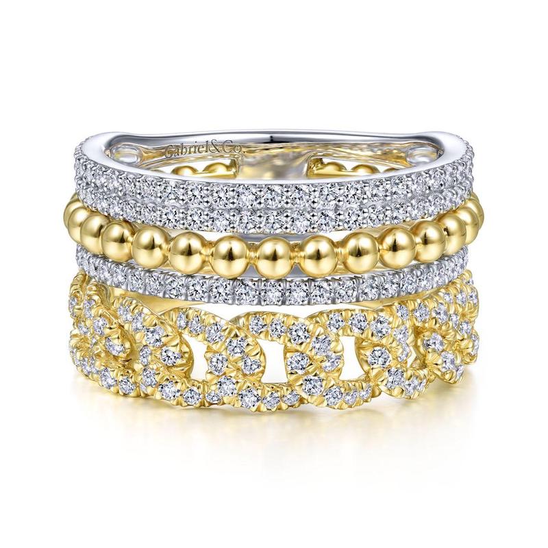 Gabriel & Co. 14k Two Tone Gold Contemporary Diamond Ring - Tivoli Jewelers