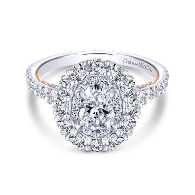 Gabriel & Co. 14k Two Tone Gold Embrace Double Halo Engagement Ring - Tivoli Jewelers