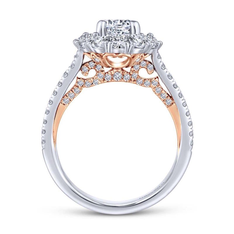 Gabriel & Co. 14k Two Tone Gold Embrace Double Halo Engagement Ring - Tivoli Jewelers