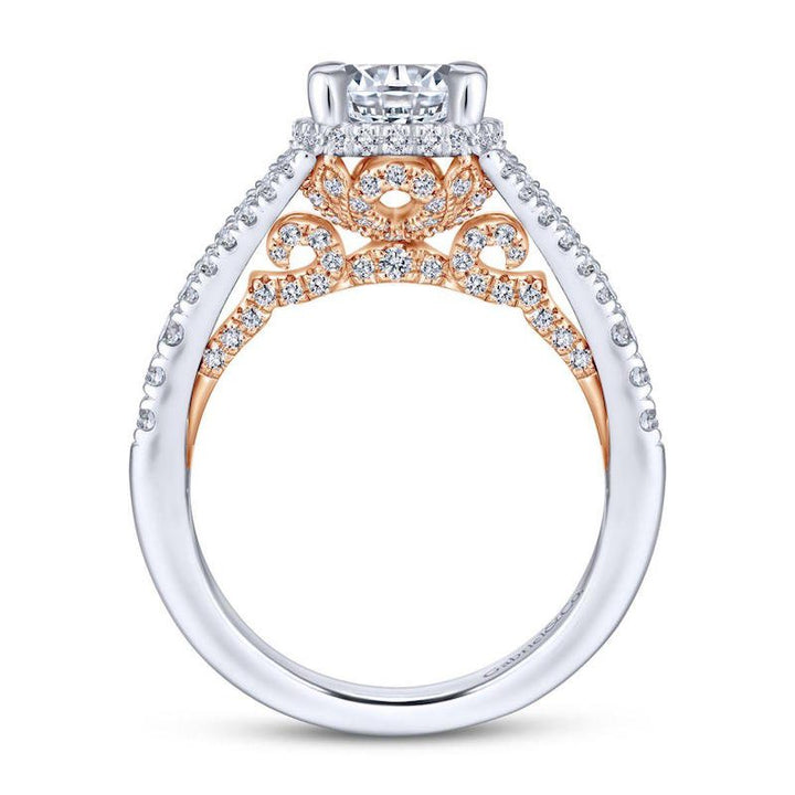 Gabriel & Co. 14k Two Tone Gold Infinity Split Shank Engagement Ring - Tivoli Jewelers