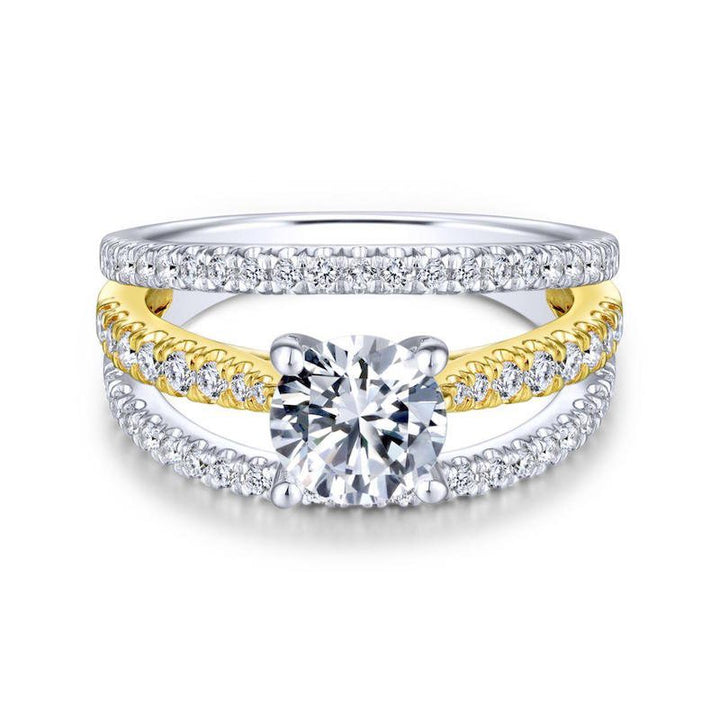 Gabriel & Co. 14k Two Tone Gold Nova Split Shank Engagement Ring - Tivoli Jewelers