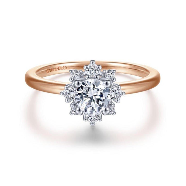Gabriel & Co. 14k Two Tone Gold Starlight Halo Engagement Ring - Tivoli Jewelers