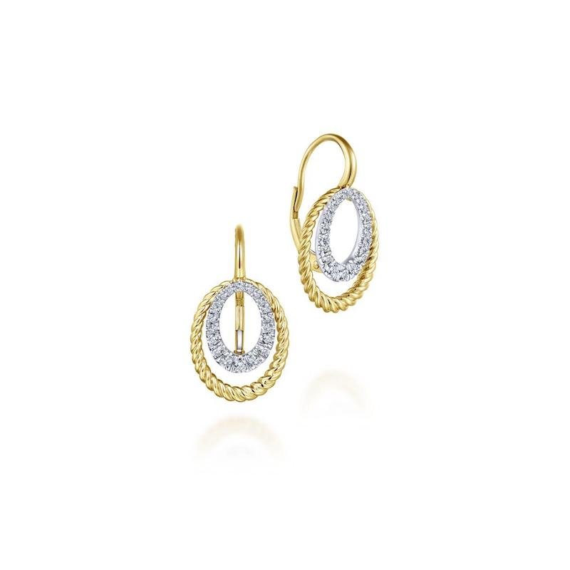Gabriel & Co. 14k Two Tone Hampton Diamond Drop Earrings - Tivoli Jewelers