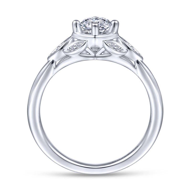Gabriel & Co. 14k White Gold Art Deco Straight Engagement Ring - Tivoli Jewelers