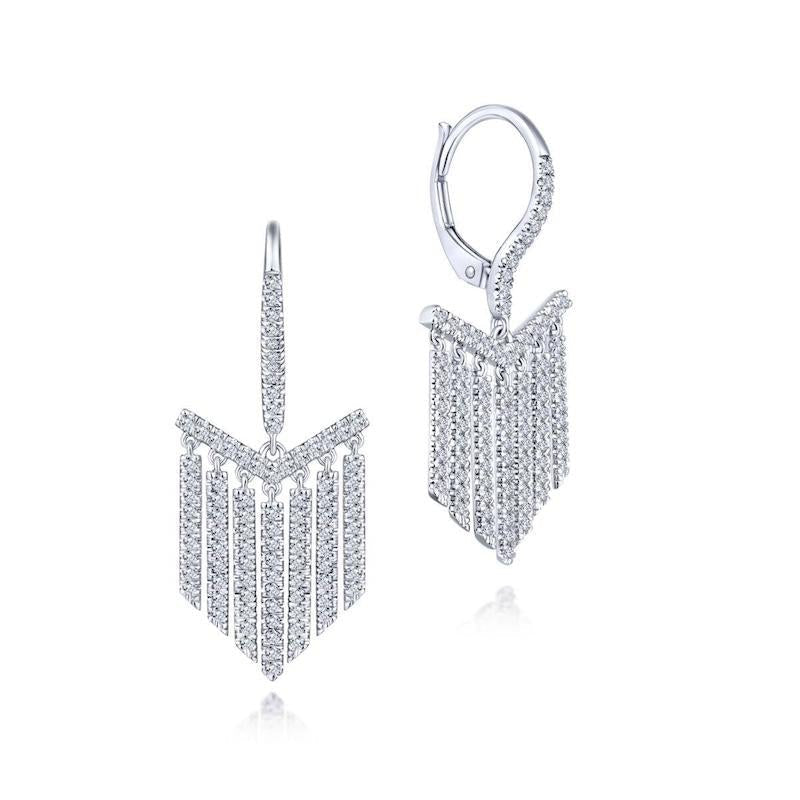 Gabriel & Co. 14k White Gold Art Moderne Diamond Drop Earrings - Tivoli Jewelers