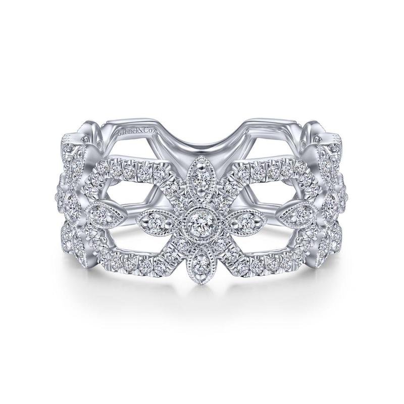 Gabriel & Co. 14k White Gold Art Moderne Diamond Ring - Tivoli Jewelers