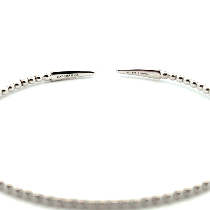 Gabriel & Co. 14k White Gold Bujukan Bangle Bracelet with Spikes and Dia Diamonds - Tivoli Jewelers