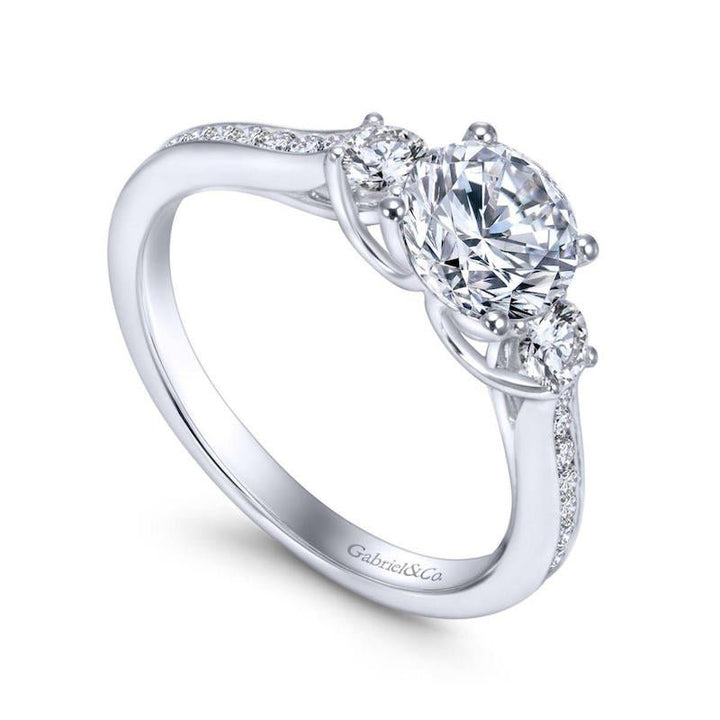 Gabriel & Co. 14k White Gold Contemporary 3 Stone Engagement Ring - Tivoli Jewelers