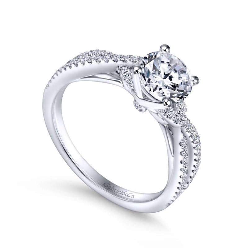 Gabriel & Co. 14k White Gold Contemporary Criss Cross Engagement Ring - Tivoli Jewelers