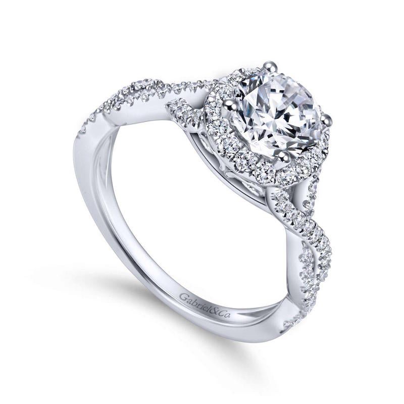 Gabriel & Co. 14k White Gold Contemporary Criss Cross Engagement Ring - Tivoli Jewelers