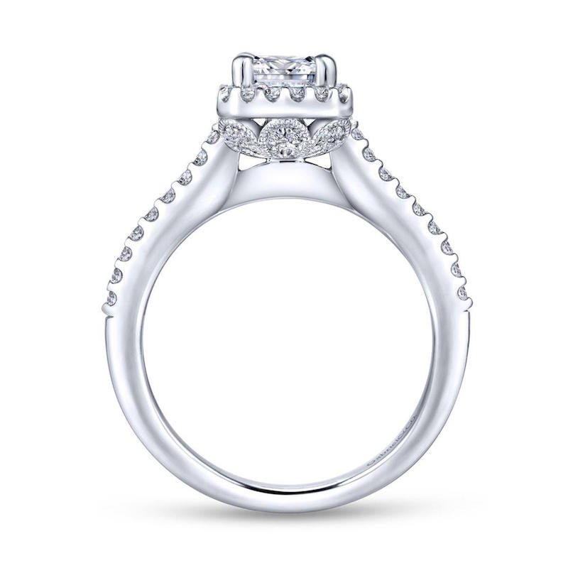Gabriel & Co. 14k White Gold Contemporary Halo Diamond Engagement Ring - Tivoli Jewelers