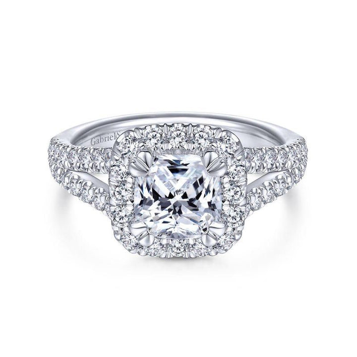 Gabriel & Co. 14k White Gold Contemporary Halo Engagement Ring - Tivoli Jewelers