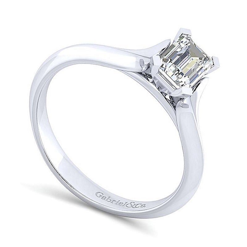 Gabriel & Co 14K White Gold Contemporary Solitaire Diamond Engagement Ring - Tivoli Jewelers