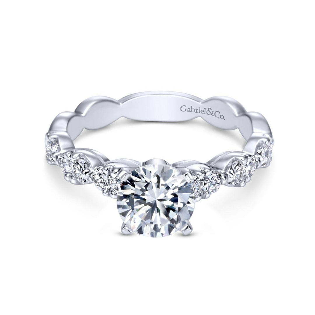 Gabriel & Co. 14k White Gold Contemporary Straight Diamond Engagement Ring - Tivoli Jewelers