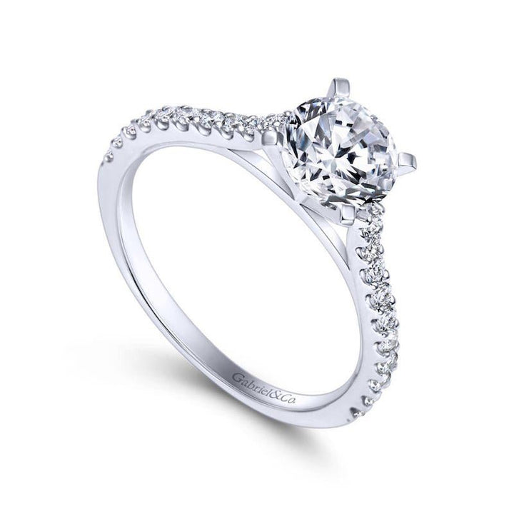 Gabriel & Co. 14k White Gold Contemporary Straight Engagement Ring - Tivoli Jewelers