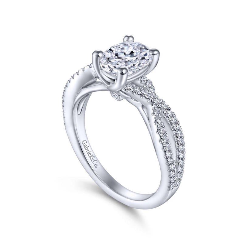 Gabriel & Co. 14k White Gold Contemporary Twisted Engagement Ring - Tivoli Jewelers