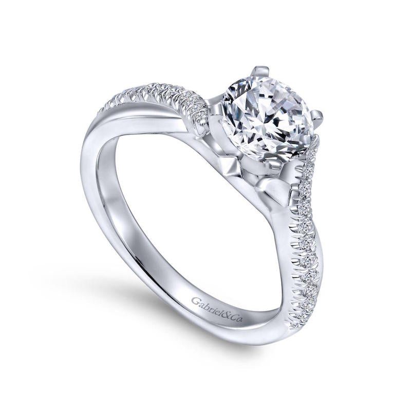 Gabriel & Co. 14k White Gold Contemporary Twisted Engagement Ring - Tivoli Jewelers