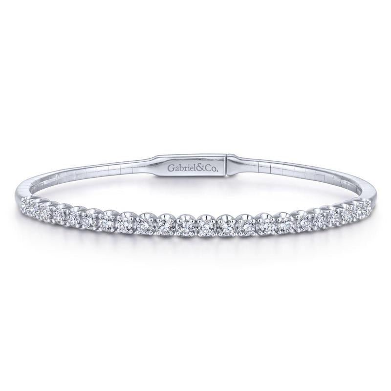 Gabriel & Co. 14k White Gold Demure Diamond Bangle Bracelet - Tivoli Jewelers