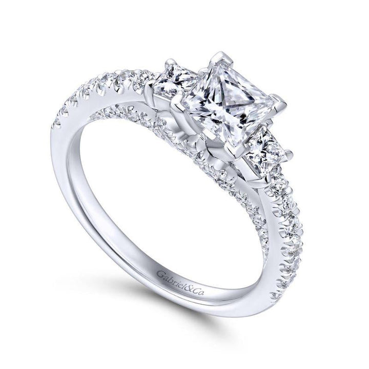 Gabriel & Co. 14k White Gold Entwined 3 Stone Engagement Ring - Tivoli Jewelers