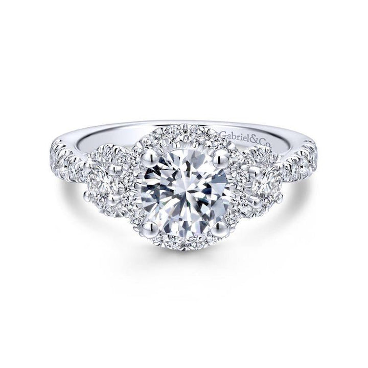 Gabriel & Co. 14k White Gold Entwined 3 Stone Engagement Ring - Tivoli Jewelers