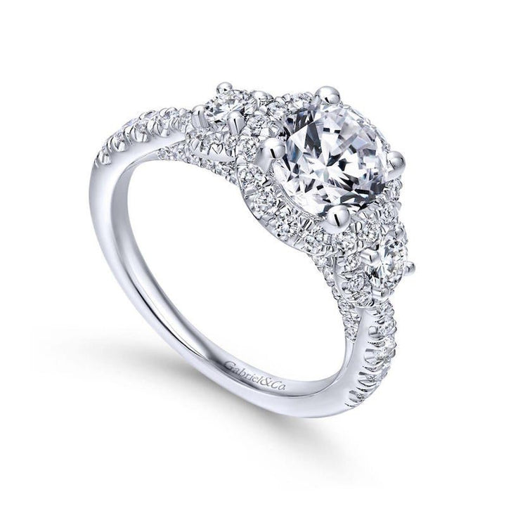 Gabriel & Co. 14k White Gold Entwined 3 Stone Engagement Ring - Tivoli Jewelers