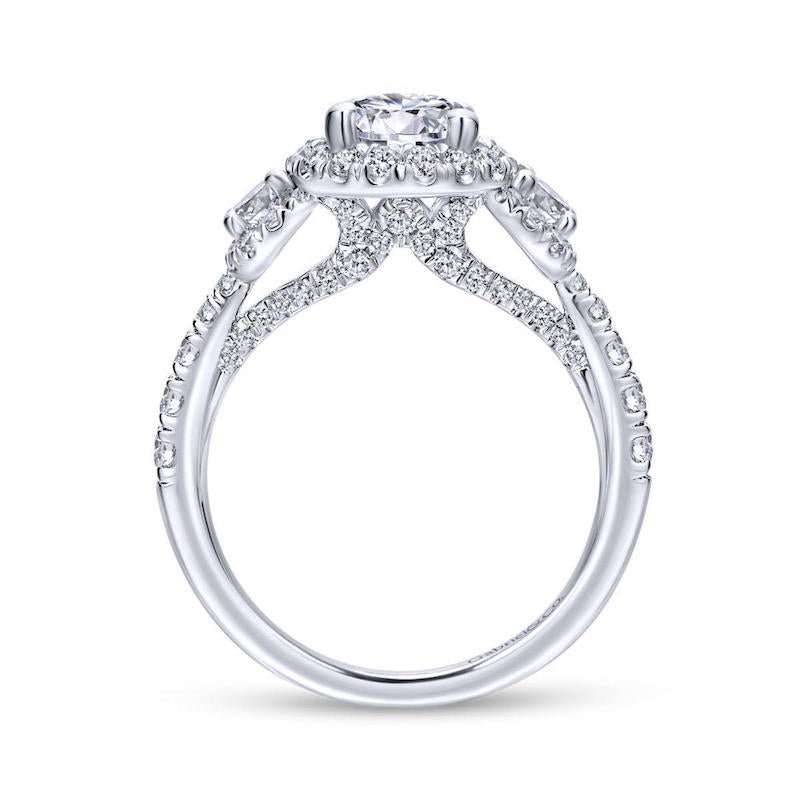 Gabriel & Co. 14k White Gold Entwined 3 Stone Engagement Ring - Tivoli Jewelers