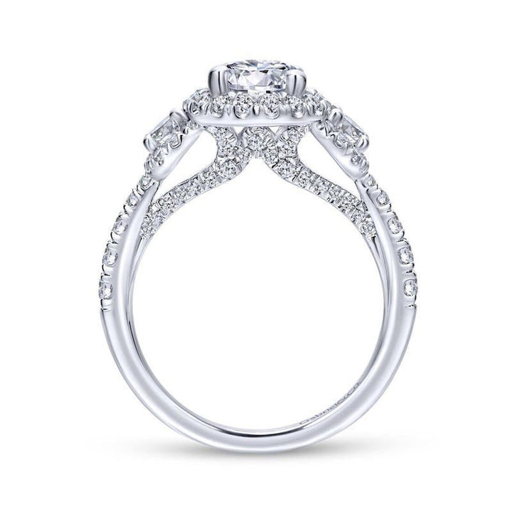 Gabriel & Co. 14k White Gold Entwined 3 Stone Engagement Ring - Tivoli Jewelers