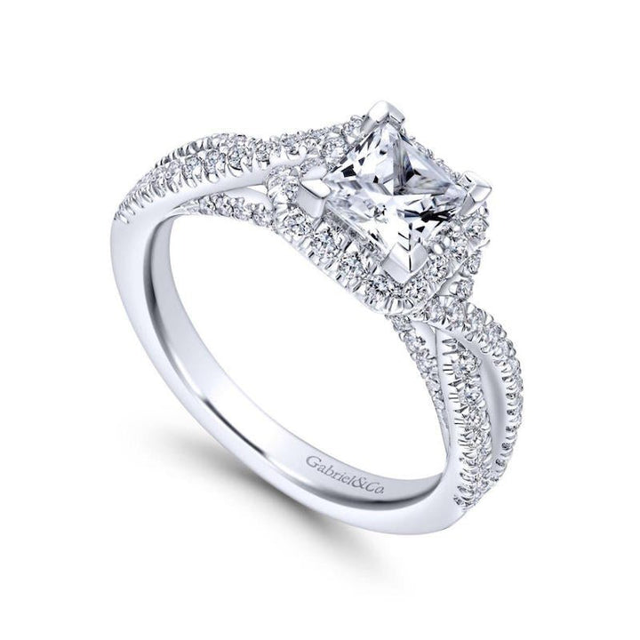 Gabriel & Co. 14k White Gold Entwined Criss Cross Engagement Ring - Tivoli Jewelers