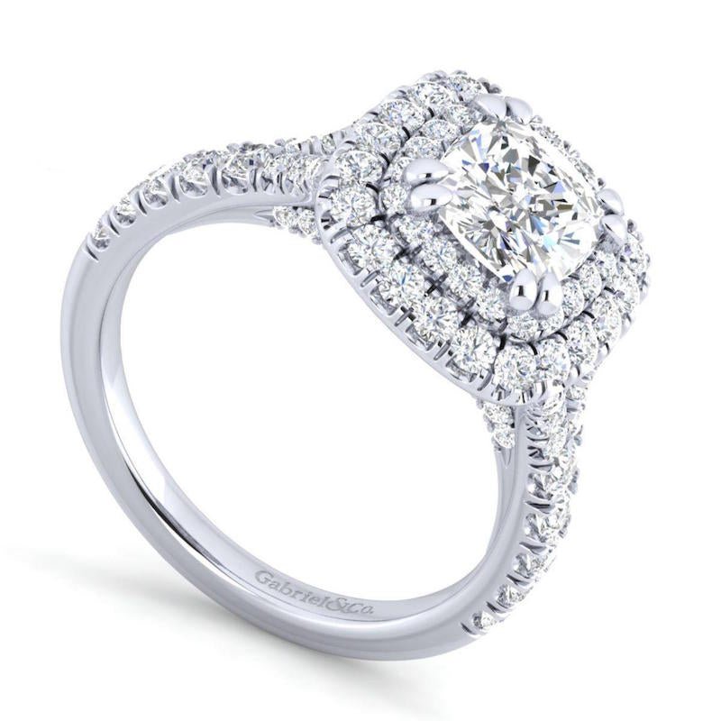 Gabriel & Co. 14k White Gold Entwined Double Halo Engagement Ring - Tivoli Jewelers