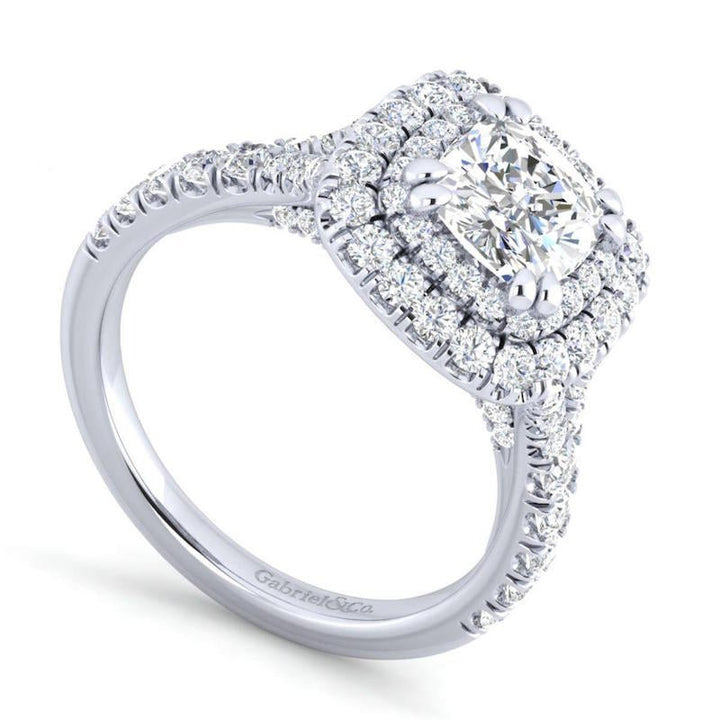 Gabriel & Co. 14k White Gold Entwined Double Halo Engagement Ring - Tivoli Jewelers