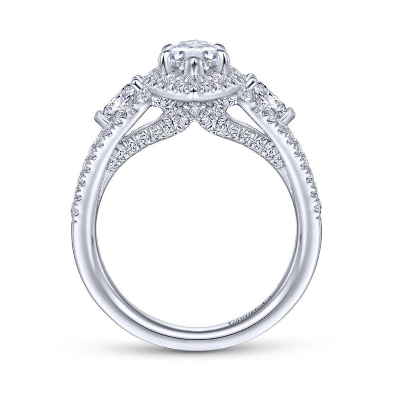 Gabriel & Co. 14k White Gold Entwined Halo Engagement Ring - Tivoli Jewelers