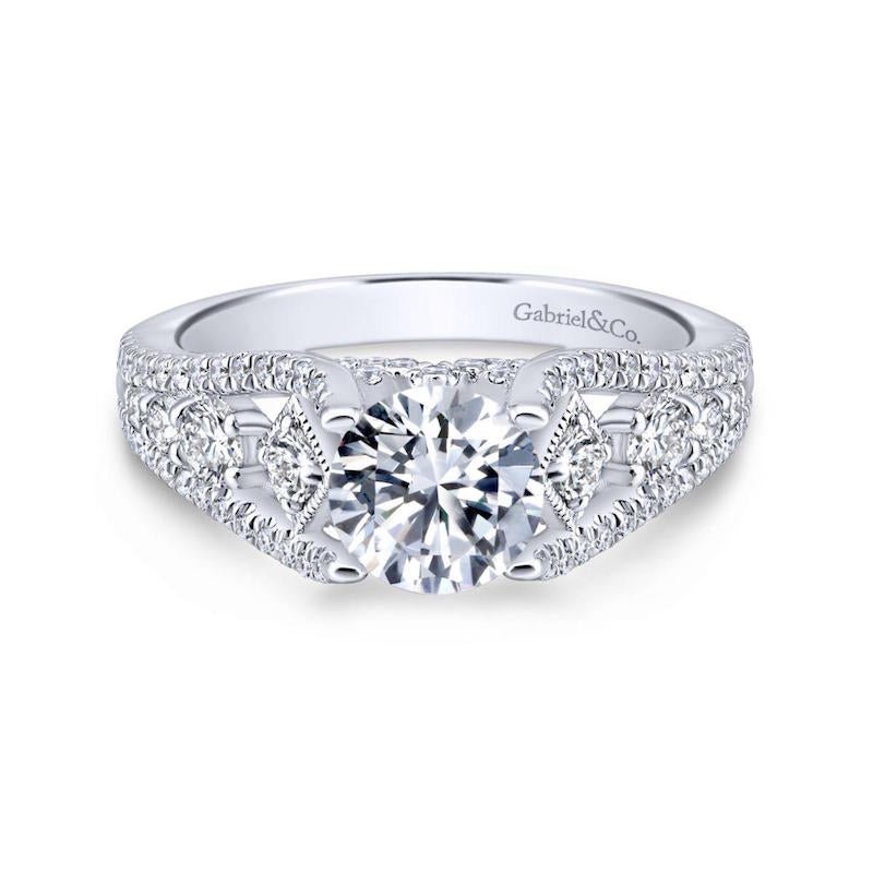 Gabriel & Co. 14k White Gold Entwined Straight Engagement Ring - Tivoli Jewelers