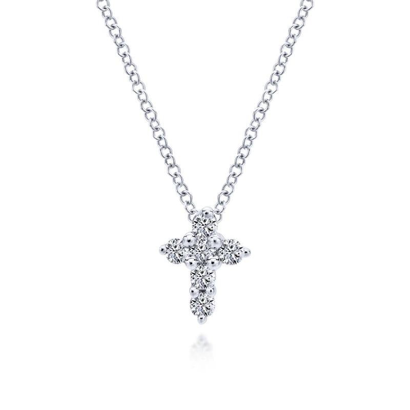 Gabriel & Co. 14k White Gold Faith Diamond Necklace - Tivoli Jewelers