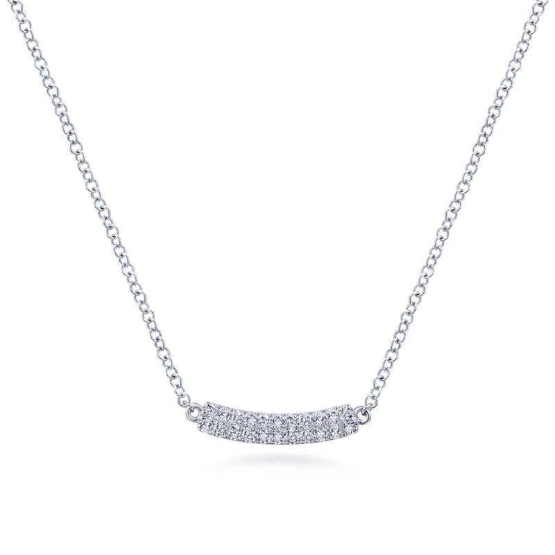 Gabriel & Co. 14k White Gold Lusso Diamond Bar Necklace - Tivoli Jewelers