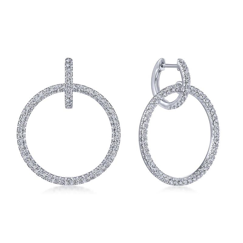 Gabriel & Co. 14k White Gold Lusso Diamond Huggie Earrings - Tivoli Jewelers