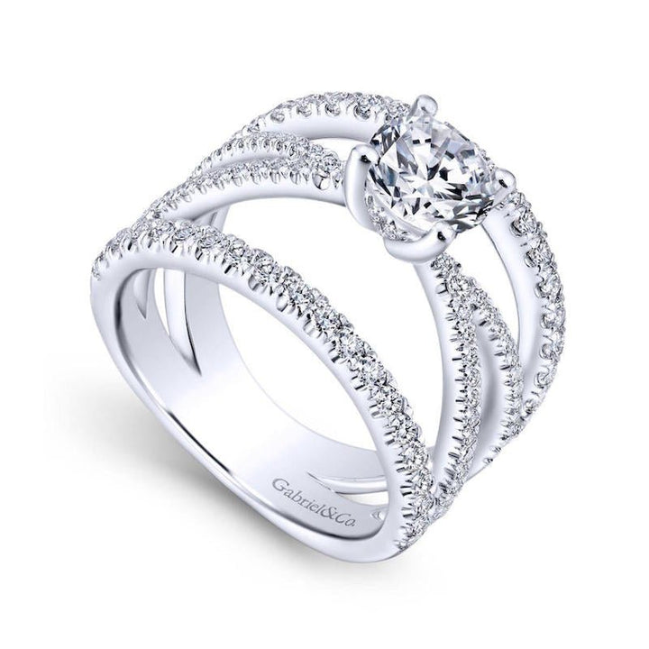 Gabriel & Co. 14k White Gold Nova Free Form Engagement Ring - Tivoli Jewelers