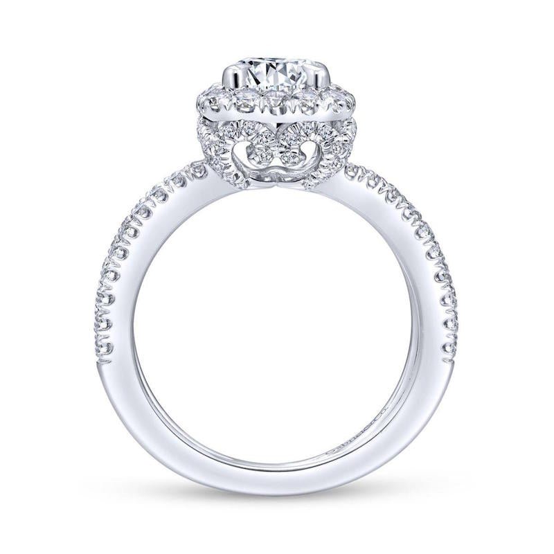 Gabriel & Co. 14k White Gold Rosette Split Shank Engagement Ring - Tivoli Jewelers