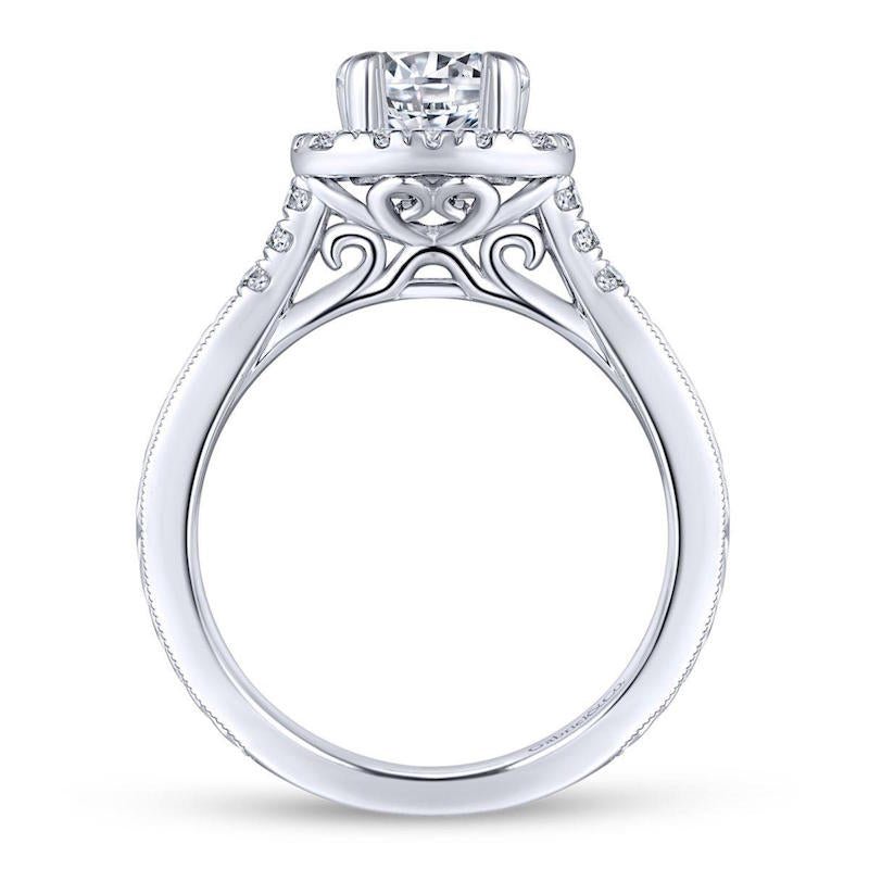 Gabriel & Co. 14k White Gold Victorian Halo Engagement Ring - Tivoli Jewelers