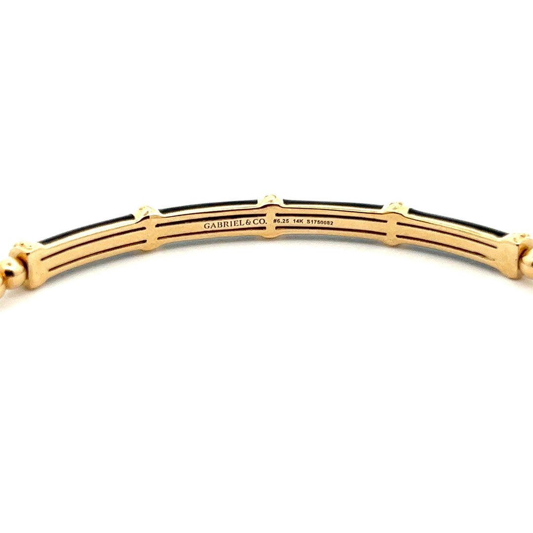 Gabriel & Co. 14k Yellow Gold Bujukan Bangle Bracelet with Black Enamel - Tivoli Jewelers