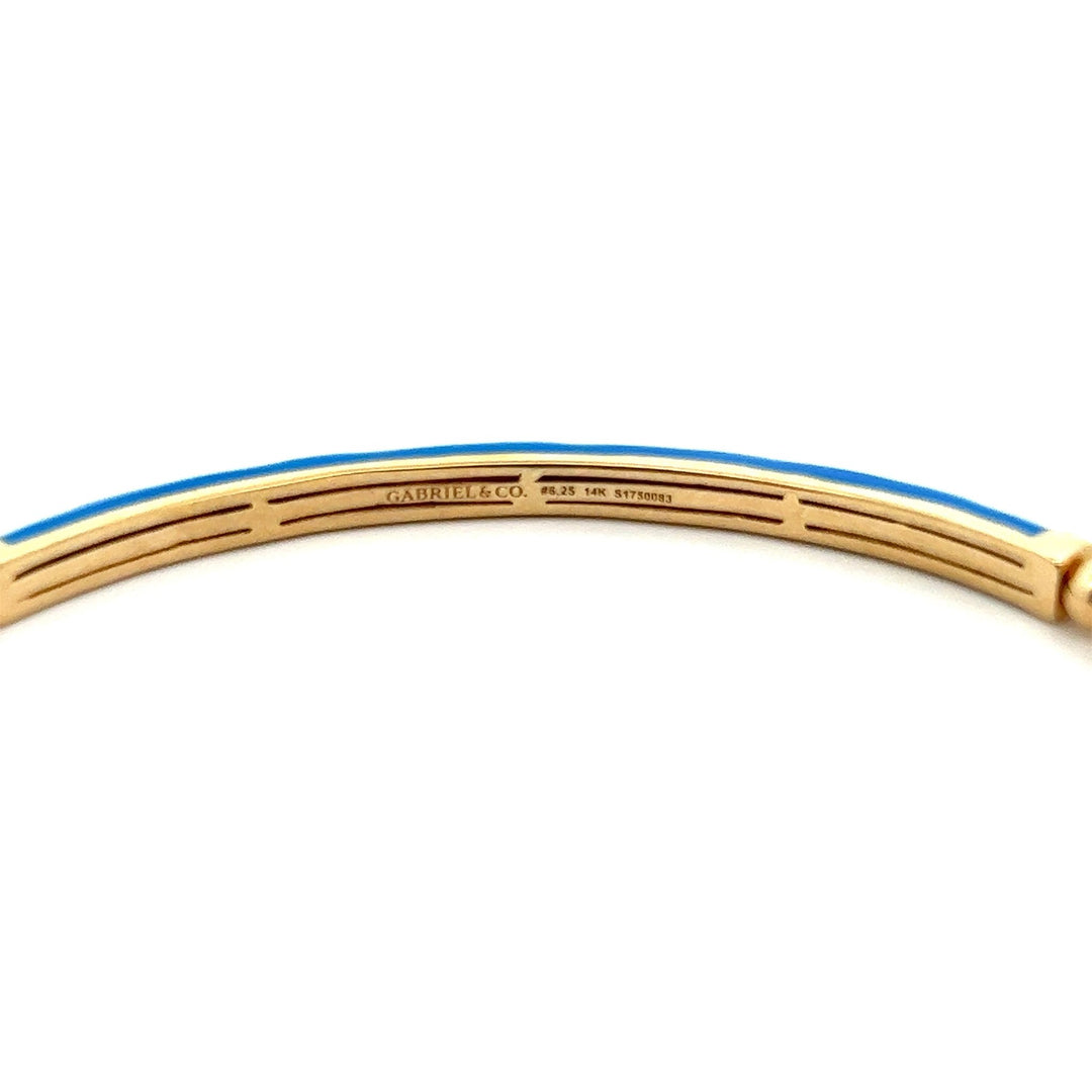 Gabriel & Co. 14k Yellow Gold Bujukan Bangle Bracelet with Blue Enamel - Tivoli Jewelers