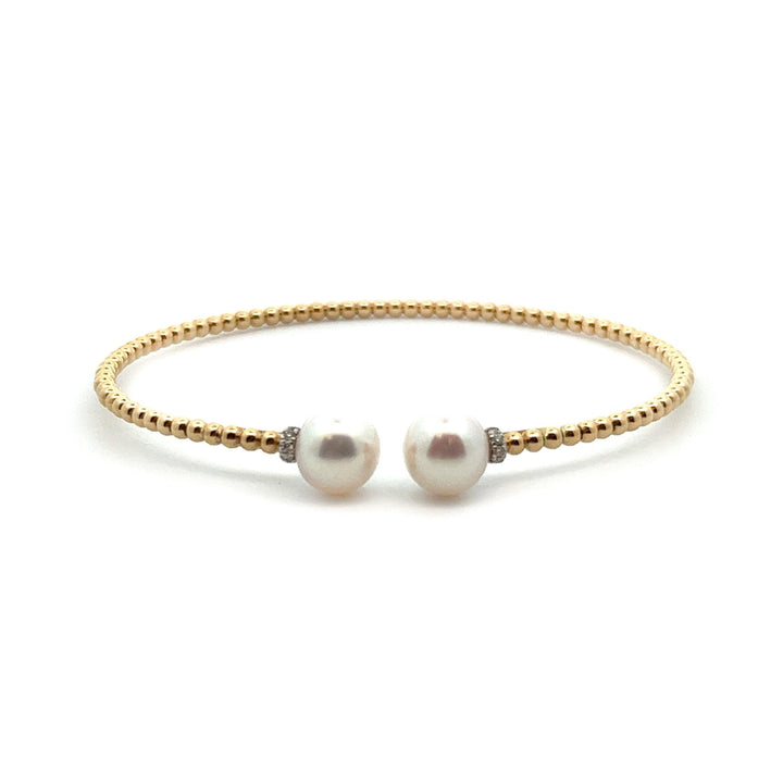 Gabriel & Co. 14k Yellow Gold Bujukan Bangle Bracelet with Pearls - Tivoli Jewelers