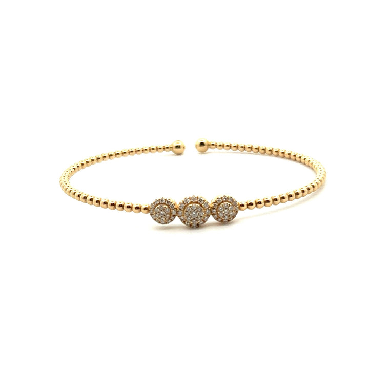 Gabriel & Co. 14k Yellow Gold Bujukan Bangle Bracelet with Stone Pave Diamonds - Tivoli Jewelers