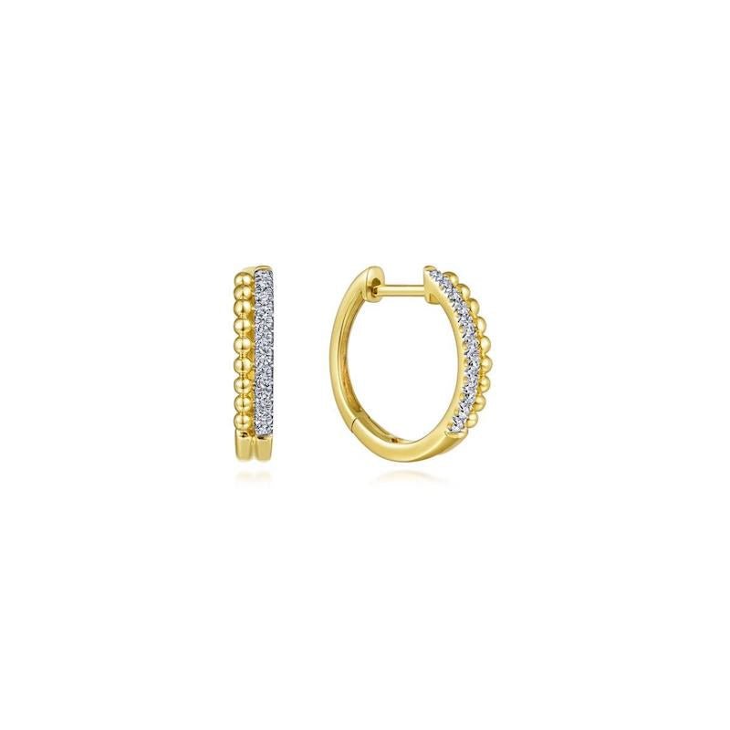 Gabriel & Co. 14k Yellow Gold Bujukan Diamond Huggie Earrings - Tivoli Jewelers