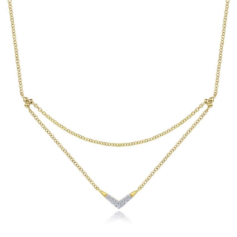 Gabriel & Co. 14k Yellow Gold Contemporary Diamond Necklace - Tivoli Jewelers