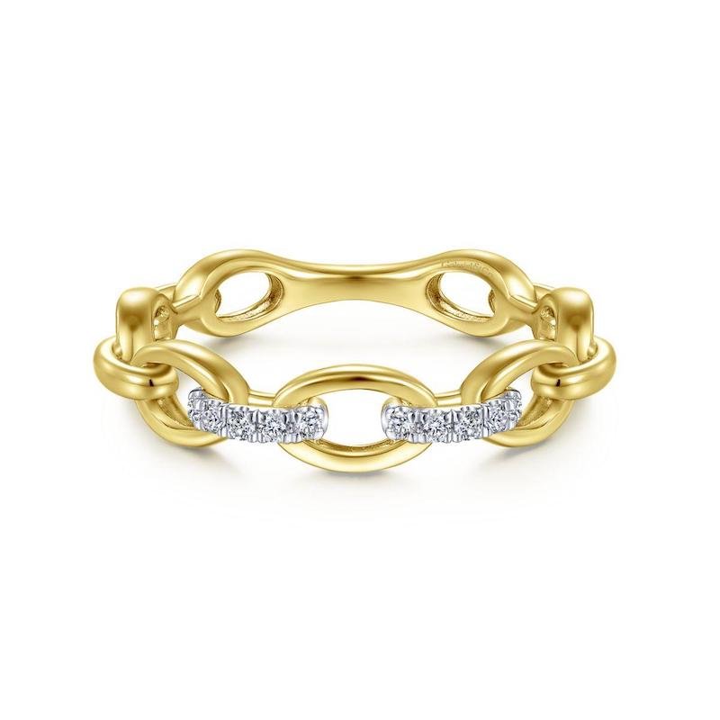 Gabriel & Co. 14k Yellow Gold Contemporary Diamond Ring - Tivoli Jewelers