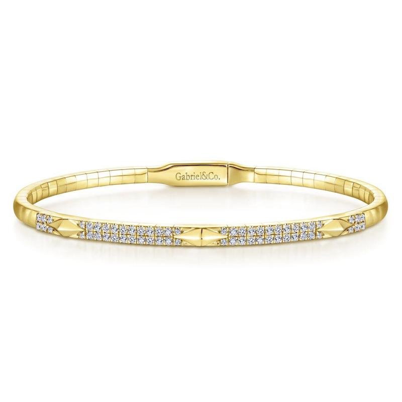Gabriel & Co. 14k Yellow Gold Demure Diamond Bangle Bracelet - Tivoli Jewelers