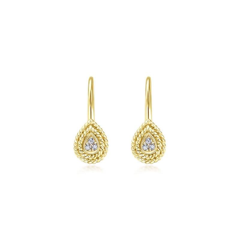 Gabriel & Co. 14k Yellow Gold Hampton Diamond Drop Earrings - Tivoli Jewelers