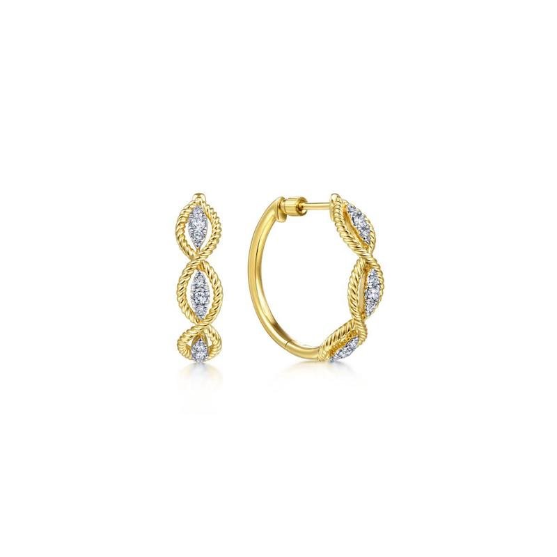 Gabriel & Co. 14k Yellow Gold Hampton Diamond Hoop Earrings - Tivoli Jewelers