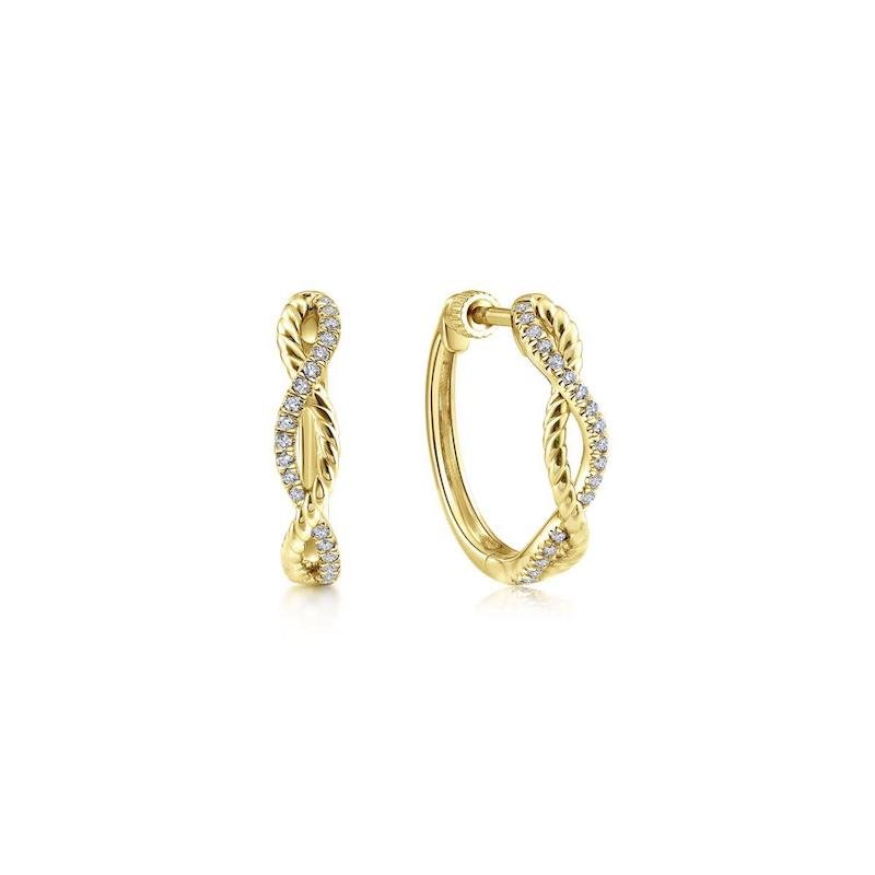 Gabriel & Co. 14k Yellow Gold Hampton Diamond Huggie Earrings - Tivoli Jewelers
